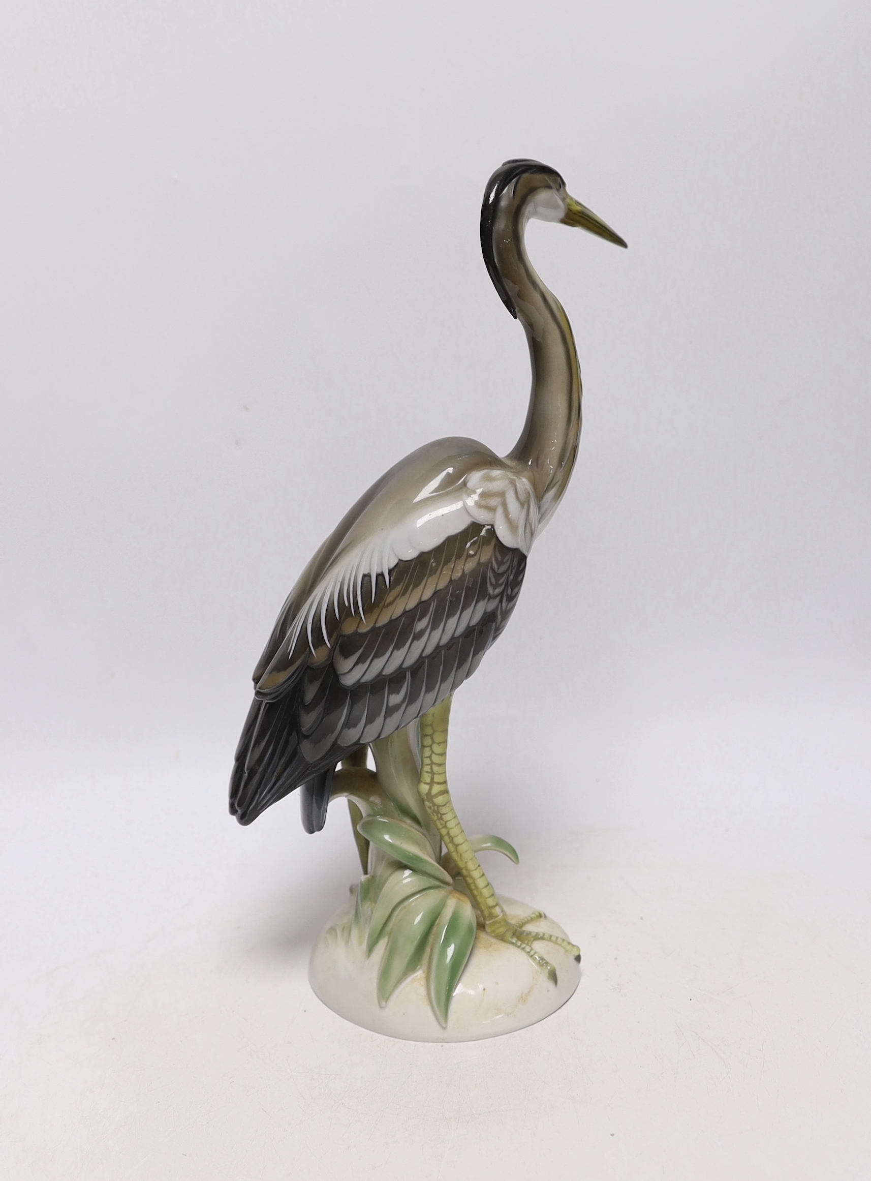 A Rosenthal porcelain Chinese heron modelled by H. Meisel, 36cm high (a.f.)